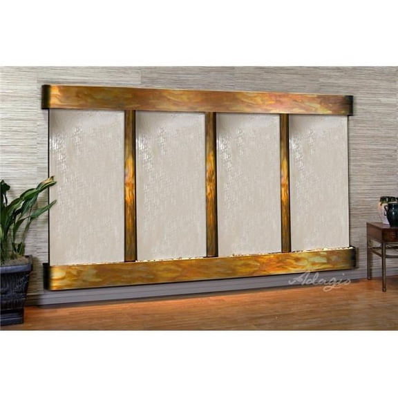 Adagio RFR1040 Regal Falls Round Rustic Copper Silver Mirror Wall Fountain