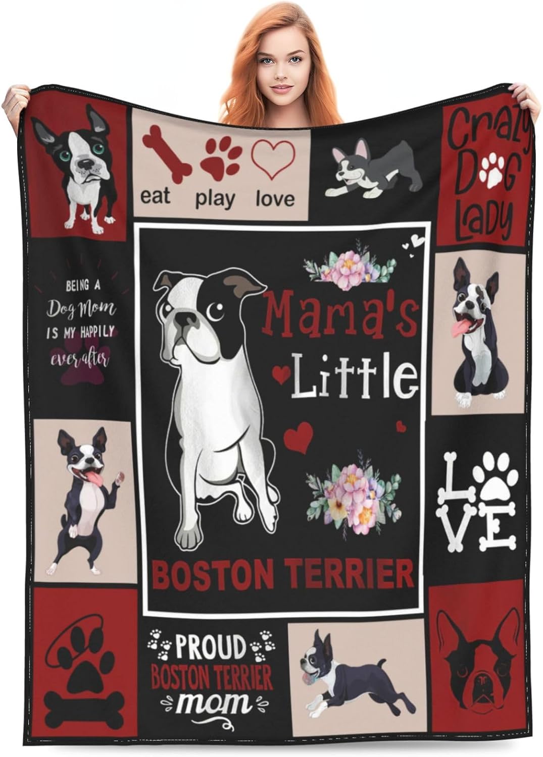 Boston Terrier Blanket Boston Terrier Gifts Throw Blankets Cozy Fleece Flannel Blanket Soft Warm Plush Lightweight Blanket Dog Gift for Couch Sofa Bed for Women Girls 50"X60"