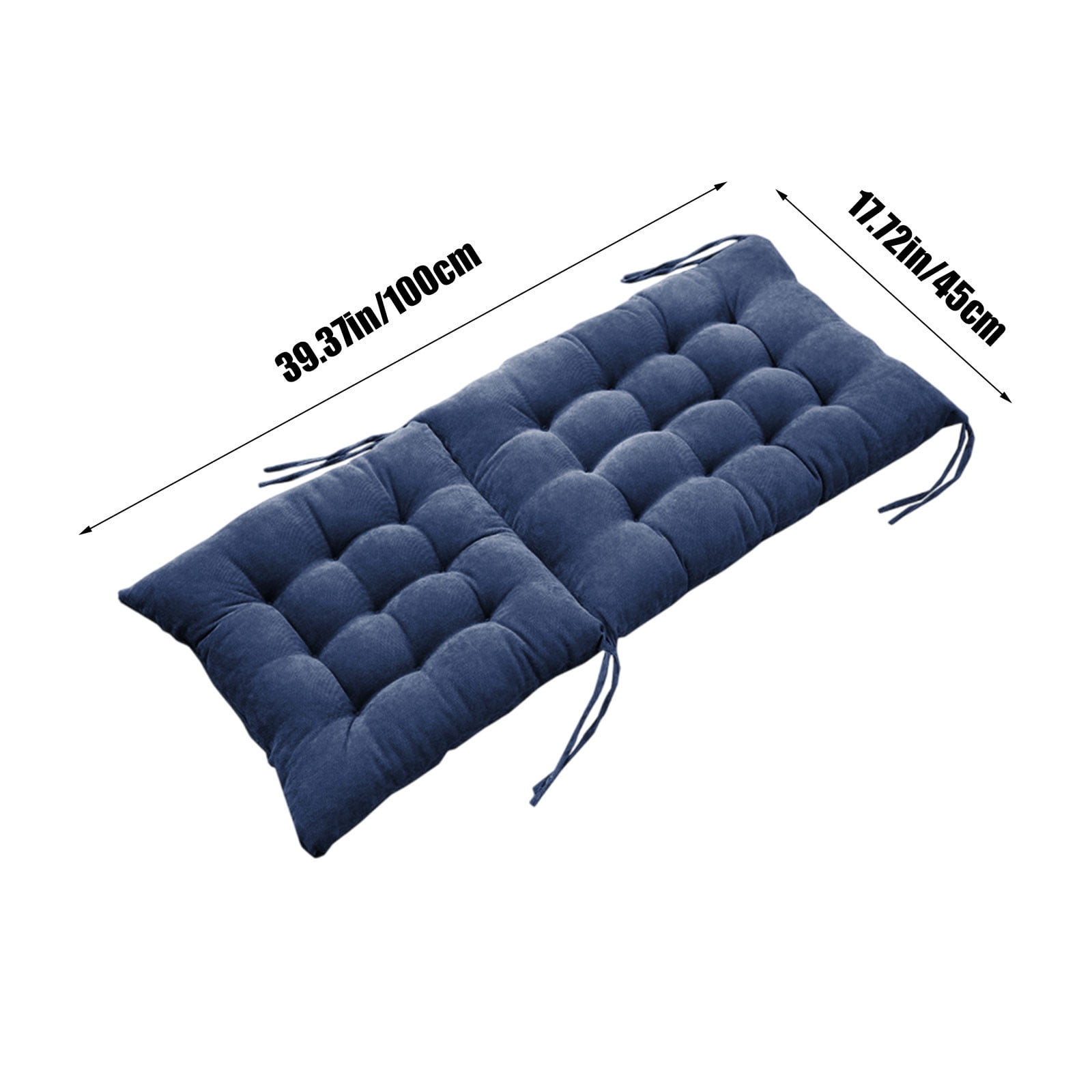 JeashCHAT Outdoor Bench Cushion, Patio Furniture Cushions, Tufted Front Porch Rocking Chair Seat Pads with Ties, Foldable High Back Chair Cushion, Indoor Seat/Back Chair Cushion, 40"x18", Blue