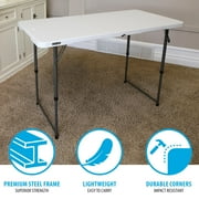 Lifetime 4 Foot Fold-in-Half Adjustable Height Table, Indoor/Outdoor Essential, White (80509)