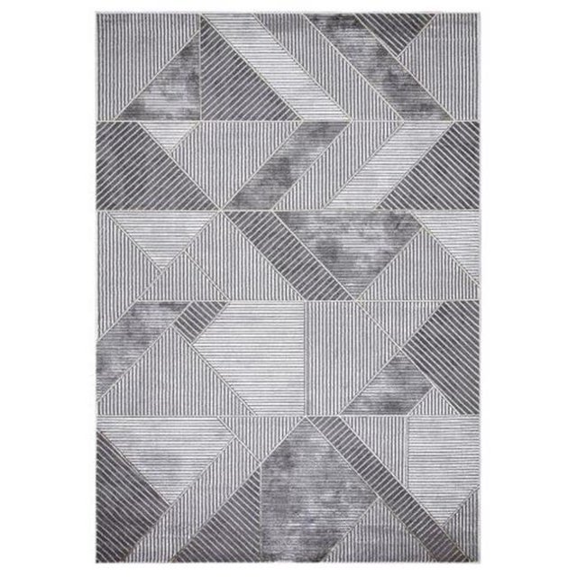 Concard Global Trading 80358 Tapis Géométrique Madison 9 x 13 Pi. Gris