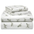 thumbnail image 1 of Pointehaven 180 GSM Velvet Feel Luxury Cotton Printed Flannel Sheet Set, Queen, Cats, 1 of 5