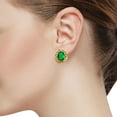 thumbnail image 2 of Gem Stone King 18K Yellow Gold Plated Silver Green Nano Emerald Greek Key Earrings for Women (4.00 Cttw, Gemstone May Birthstone, Oval 10X8MM), 2 of 3
