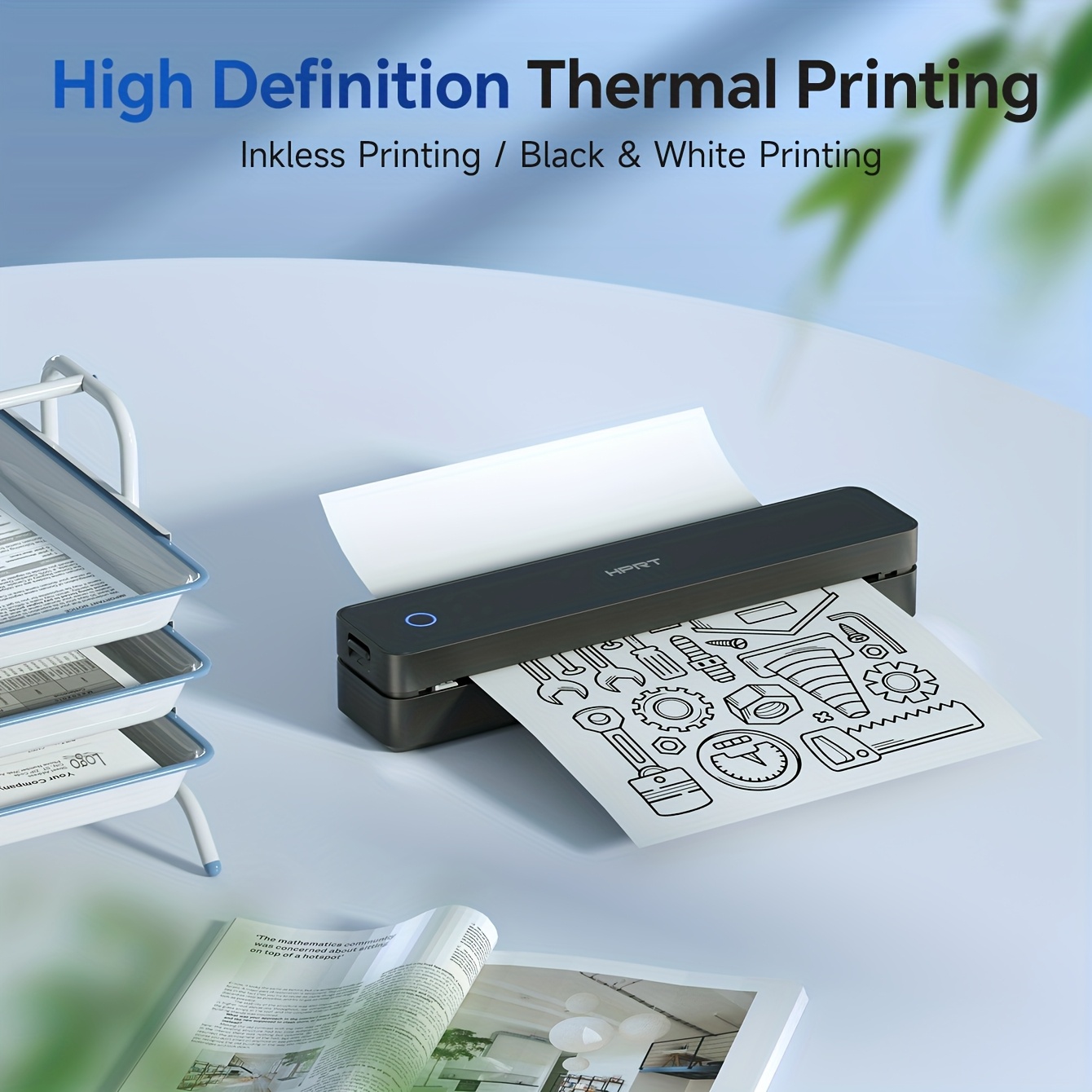 MT610 Portable Inkless Thermal Printer, Wireless Mobile Printing for Smartphone & Laptop, 203DPI, Supports A4/Letter Paper – Travel & Business