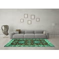 thumbnail image 3 of Ahgly Company Machine Washable Indoor Rectangle Abstract Turquoise Blue Modern Area Rugs, 2' x 4', 3 of 4