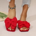 thumbnail image 2 of Agkizg Womens Indoor Outdoor Slides, Beach Walking Sandals, Squares Toe Flat Slide Sandals Bow Decorative Casual Indoor Outdoor Summer Daily Slippers, 2 of 7