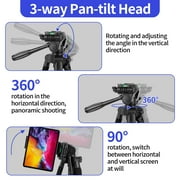 63 Tripod Stand, Camera Tripod with Travel Bag, Extendable Cell Phone Tripod Stand with Wireless Remote and Phone Holder, Compatible with Cameras, Phone & Tablet, Sport Camera