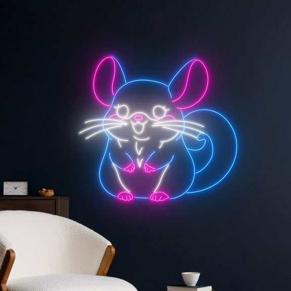 Handmadetneonsign Chinchilla Neon Sign, Chinchilla Led Light Wall Art Decor, Wild Animal Wall Decor