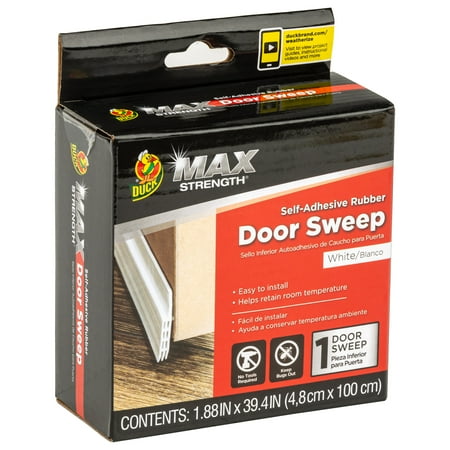 Duck Brand Self-Adhesive Rubber Door Bottom Sweep, White, 1.88 in. x 39.4 in.