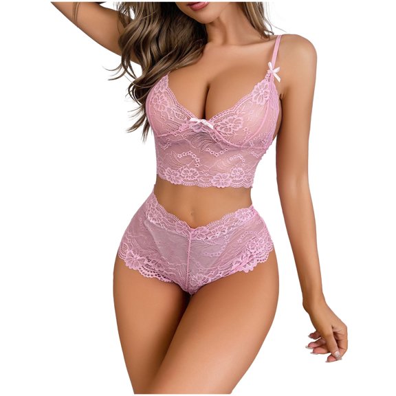 Lindreshi Sexy Lingerie for Women Set Ladies Fashion Sexy Lingerie Lace Flowers Hollow Sexy Mesh Underpants Suit