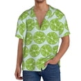 thumbnail image 1 of Fotbe Green Lemon Slices Camisa Estampada de Manga Corta para Hombre, Casual de Verano, Estilo Playero, Sin Arrugas-X-Large, 1 of 5