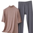 thumbnail image 5 of ylioge M-5X Plus Size Womens Modal-Pajama Sets 2 Piece Outfits Ladies Casual Solid Color Short Sleeve Tops Straight Leg Pants Loungewear Pajamas Set, 5 of 5