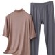 thumbnail image 5 of TaTaai Womens high neck pajama set, 3/4 sleeves, solid color modal, casual trendy, breathable skin-friendly, comfortable fit, great for spring & autumn bedtime & relaxation Gift, 5 of 5