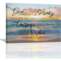 Coastal Serenity Prayer Wall Art Seascape Scripture Quotes Canvas Prints Painting Ocean Beach Pictures Framed Religious Artwork Office Home decor 16''''x12''''