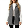 thumbnail image 5 of Sherpa Jacket Women Sleeveless Fuzzy Vest with Hood Plus Size Soft Warm Outerwear Button Fall Winter Coats Gray 2XL, 5 of 5
