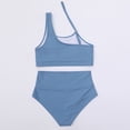 thumbnail image 3 of WREESH Womens One Shoulder Bathing Suits High Waisted Bikini Fashionista Lady Containing Chest Pad Bikini Set Two Piece Swimsuit Navy, 3 of 8