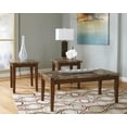 thumbnail image 2 of Signature Design by Ashley Theo Contemporary Faux Marble 3-Piece Occasional Table Set, Includes Coffee Table and 2 End Tables, Brown, 2 of 6