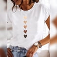 thumbnail image 3 of Litie Women White Heart Print Round Neck Short Sleeve Pullover Top, 3 of 5
