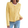 thumbnail image 1 of Suéteres Tipo Cárdigan de Larga con Cuello en V para Mujer, Chaquetas de Punto Gruesas, y con Botones, para Otoño e Invierno. Amarillo S, 1 of 9