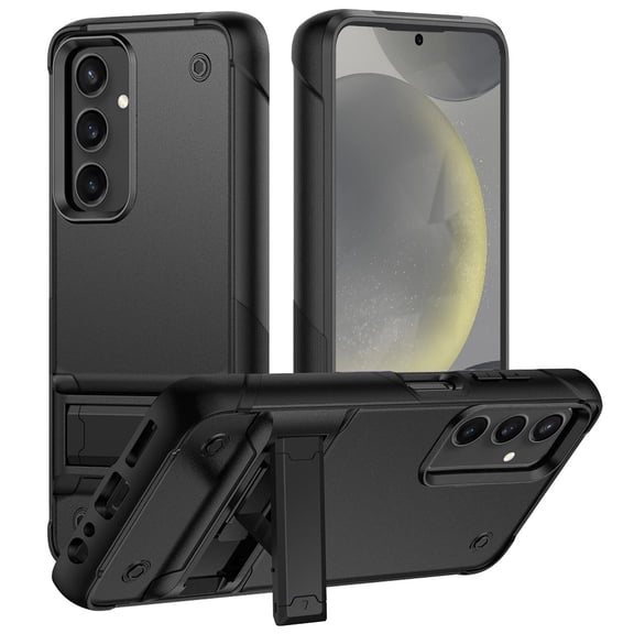 For Samsung Galaxy S24 Plus /S24  Hybrid Stand Military Grade Anti Drop Protection Built-in Kickstand Hard PC TPU Rubber Armor Cover ,Xpm Phone Case [ Black ]