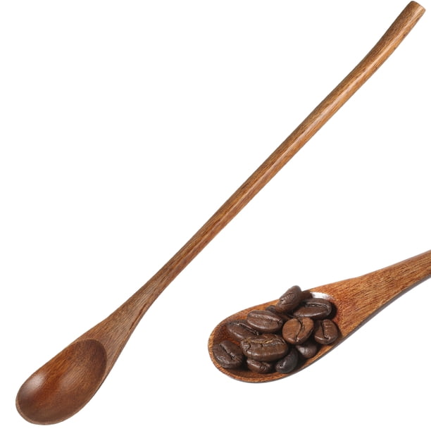 2 cucharas de café de mango largo, estilo japonés, de madera para revolver, retro, para miel, Nanmu, pequeña, de madera