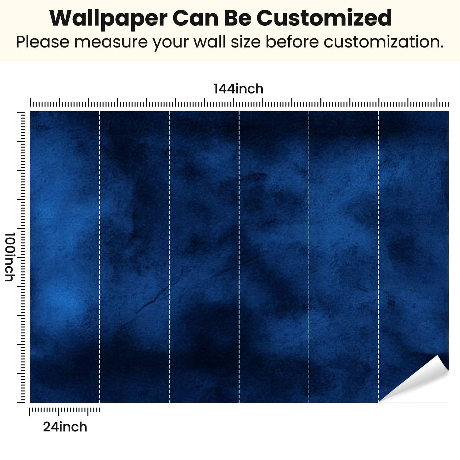 Peel and Stick Wallpaper Black blue abstract watercolor Dark blue art space for design Spot Modern Art Wall Mural Decor Self Adhesive and Removable 100in x 144in