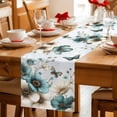 thumbnail image 5 of Teal Tulip Butterfly Table Runner 60 Inches, Beige Turquoise Floral Blue Coastal Bed Runner Dresser Scarves Tabletop for Indoor Outdoor Parties/Ceremony/Banquet, 13" x 60", 5 of 8