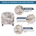 thumbnail image 2 of CHUNTIAN 2 Pieces Club Chair Slipcover Stretch Waterproof Tub Chair Slipcover Armchair Covers Sofa Cover Removable Round Barrel Chair Covers Couch Furniture Protector Cover for Living Room, A43, 2 of 5