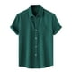 thumbnail image 2 of Camisas Elvqul para Hombre Verde del Ejército Casuales a Rayas Algodón Manga Corta Solapa Botones, 2 of 9