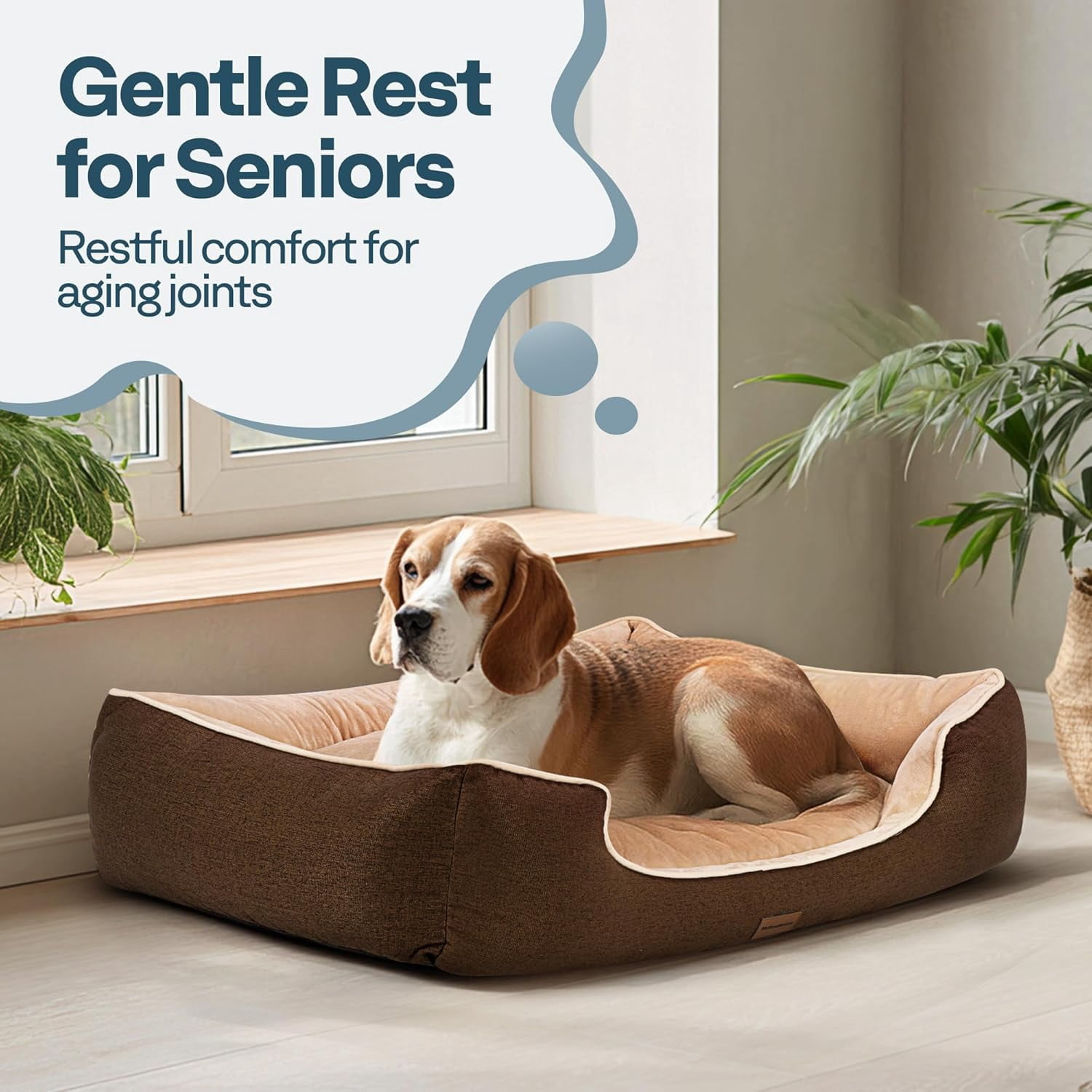 SPECSTAR Dual-Sided Orthopedic Dog Bed 36" – Cooling & Warming for Year-Round Comfort, Dual-Layer Interior Padding for Support and Softness, Waterproof & Non-Slip Bottom, Removable Washable, Brown