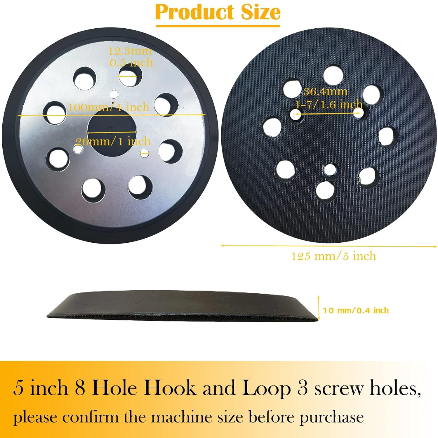 FRKSMD-2 Pack 5 Inch 8-Hole Metal Replacement Sander Pads for Dewalt Sander - 5" Hook and Loop Sanding Pads for DeWalt DW420 DW421 DW422 DW423 DW426 D26451 Random Orbital Sander (2 Pack)