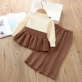 thumbnail image 5 of ITSAME Girls 2-Piece Long Sleeve Peplum Top and Pants Set Fall Winter Casual Knit Clothing Outfit Khaki Size 1T, 5 of 7