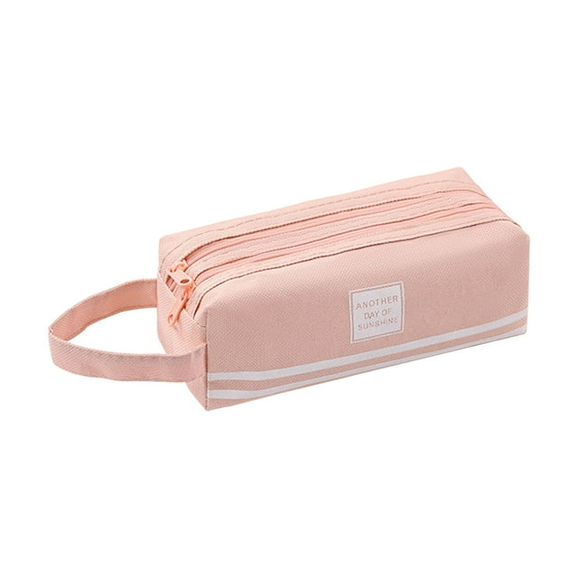 Large Pencil Case Double Layer Cloth Pencil Case, Large Capacity, Double Pull Pen Case, Student Portable Zipper, Portable Pen Case Zipper Pencil Case