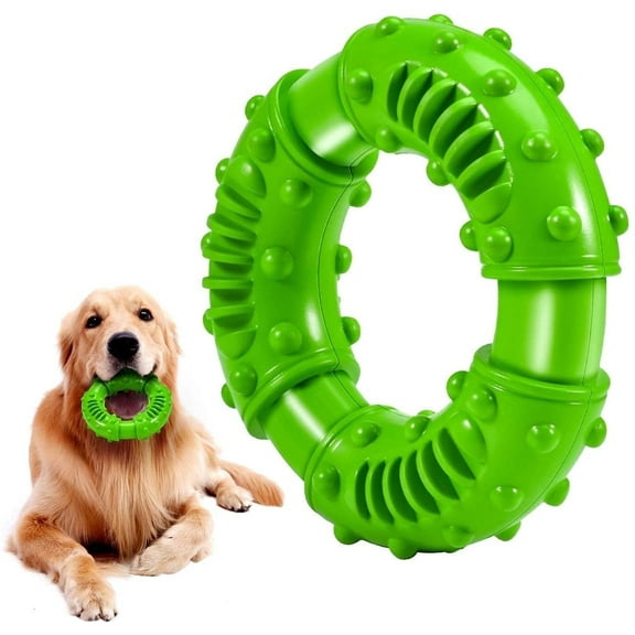 Dog Toys for Aggressive Chewers Large Breed, Non-Toxic Natural Rubber Long-Lasting Indestructible Dog Toys, Durable Puppy Chew Toy for Medium Large Dogs - Fun to Chew, Chase and Fetch (Green)