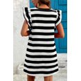 thumbnail image 2 of I AM A FASHION JUNKY Black Stripe Flutter Sleeve Round Neck Shift Dress, 2 of 4