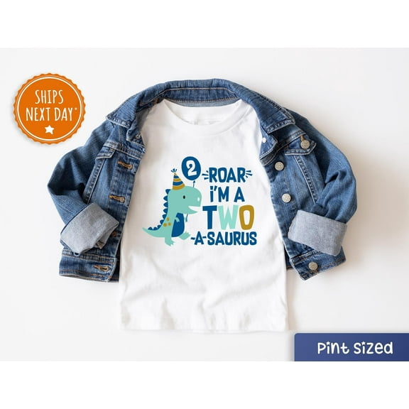 Roar I'M A Two-A-Saurus Birthday Boy Toddler Shirt, 2Nd Birthday Dinosaur Kids Shirt, Second Birthday Gift TODDLER SHORT SLEEVE TEE BELLA CANVAS 3001T