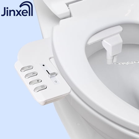 JINXELL BIDET-Self-Cleaning Nozzle, Fresh Water Non-Electric Bidet Attachment for Toilet Seat, Adjustable Water Pressure, Rear Wash