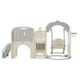 thumbnail image 5 of 10 in 1 Kids Slide and Swing Set, Toddler Slide for Age 1-3, Kids Playset with Basketball Hoop, Telescope and Crawl-through Tunnel for Boys, Girls, 5 of 7