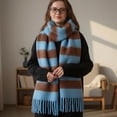 thumbnail image 4 of Women's Oversized Chunky Knit Scarf - Warm Thick Striped Blanket Shawl with Tassels for Fall Winter, 4 of 4