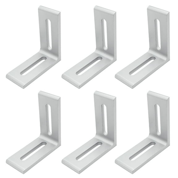 6Pcs Aluminum Bar Hole Profile Connector, L Shaped Corner Bracket with 2 Slot, 3-1/8" x 3-1/8" x 1-3/8" Corner Bracket