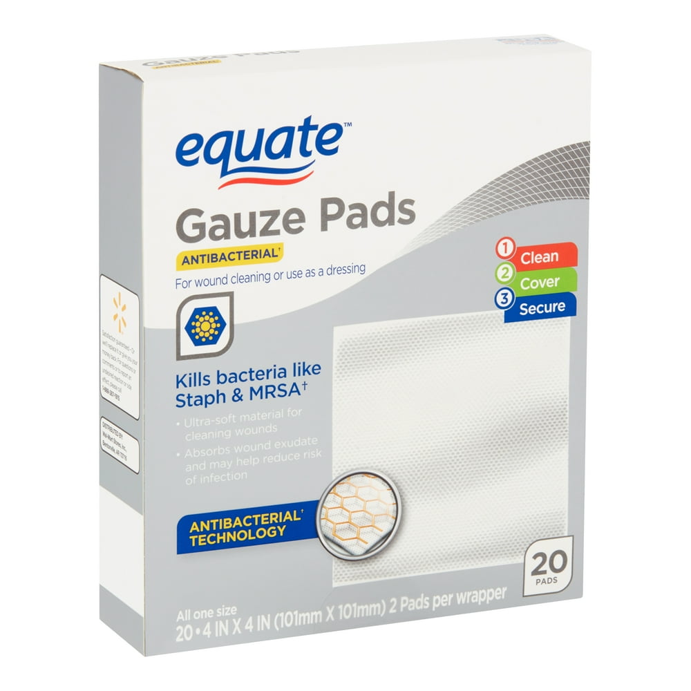 Equate Antibacterial Gauze Pads, 20 Count