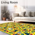 thumbnail image 2 of ODIKA 3'x5' Machine Washable Non-Slip Area Rug, Whimsical Snowy Woodland Creatures and Berry High Traffic Rug with Pad, Yellow, 625437, 2 of 8