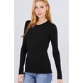 thumbnail image 3 of Simply Fashion Active Basic CrewNeck LongSleeve Slim Fit Cotton Tshirts ,black,small, 3 of 4