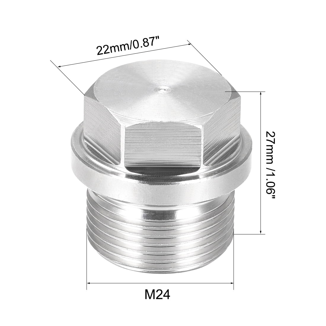 Unique Bargains Male Hex Head Plug 304 Corrosion Resistant M24 x 1.5