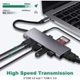 thumbnail image 4 of Adaptador multipuerto USB C Hub 9 en 1 Estación de acoplamiento Adaptador USB C a HDMI 4K con 3 USB 3.0, audio, lector de tarjetas TF/SD, 4 of 4