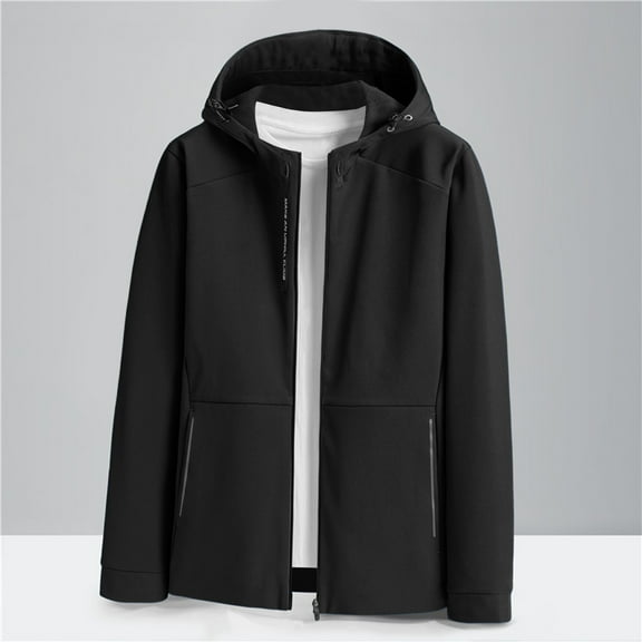 Maoxin Mens Jacket Fashion Men's Solid Color Long Sleeve Hoodless Casual Outwear Jackets Jackets for Men , Black , 4XL