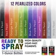 thumbnail image 2 of U.S. Art Supply 12 Color Pearlized Acrylic Airbrush, Leather & Shoe Paint Set; Pearl Colors plus Reducer & Cleaner 1 oz. Bottles, 2 of 8