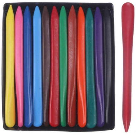 Set De 12 Crayones Plásticos - Colores Brillantes Y Duraderos