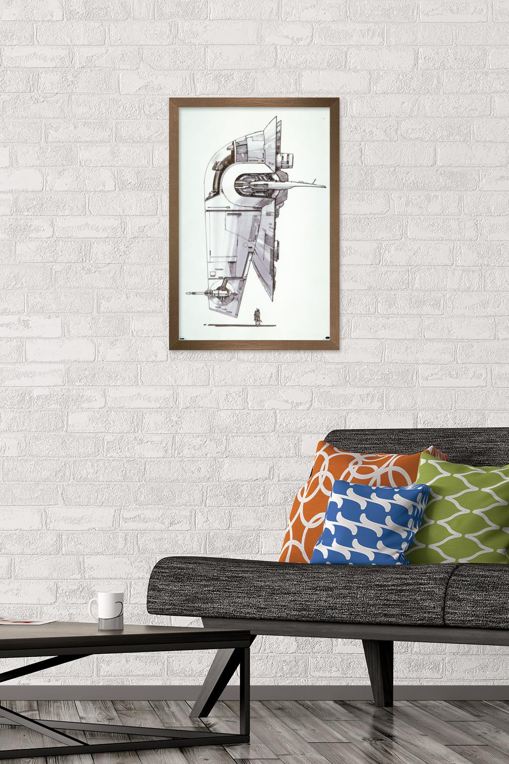 Star Wars: Saga - Boba Fett - Ship Wall Poster, 14.725" x 22.375", Framed