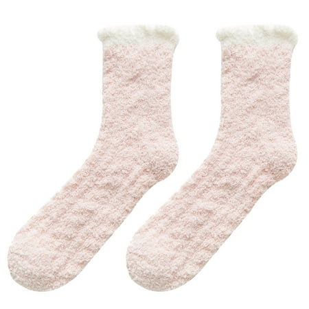 

2 pairs Women Autumn And Winter Thickened Coral Fleece Socks Cute Cartoon Tube Socks Christmas Socks Color random